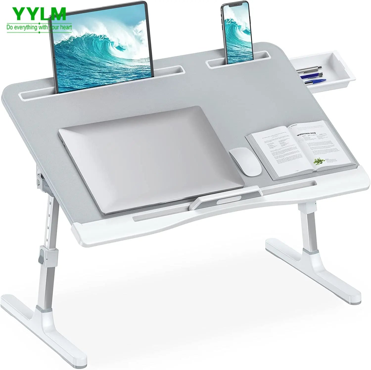 Home Folding Laptop Desk for Bed & Sofa Laptop Bed Tray Table Desk Portable Lap Desk for Study and Reading Bed Top Tray Table