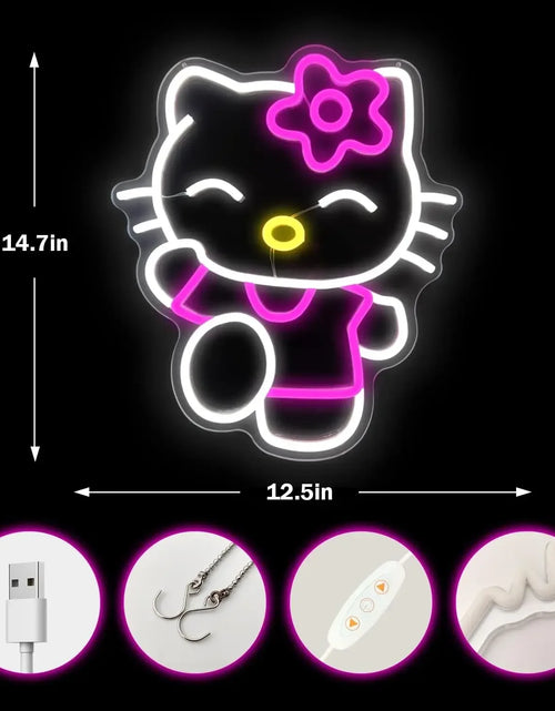 Load image into Gallery viewer, Hello Kitty Neon Sign Dimmable Kitty Neon Sign Kawaii Cat Anime Neon Sign Kitty Room Decor Lights for Girl&#39;S Room Bedroom Gift
