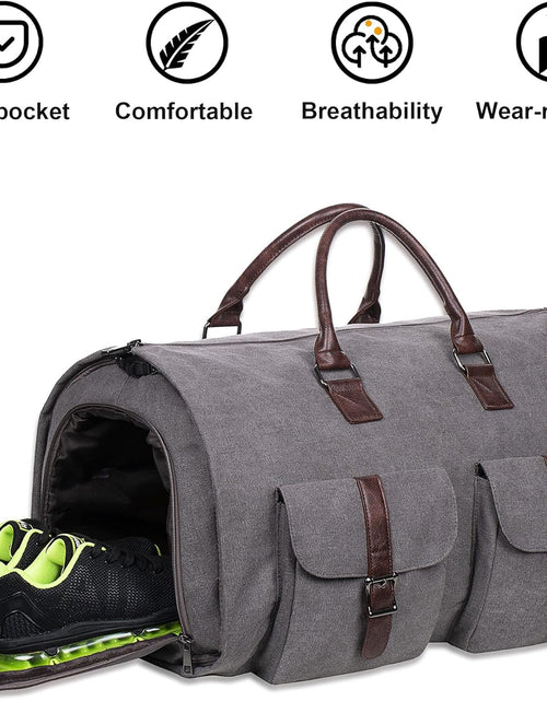 Load image into Gallery viewer, Carry on Garment Bag, Mens Garment Bag for Travel Business, Large Canvas Duffel Bag with Shoe Compartment -Grey
