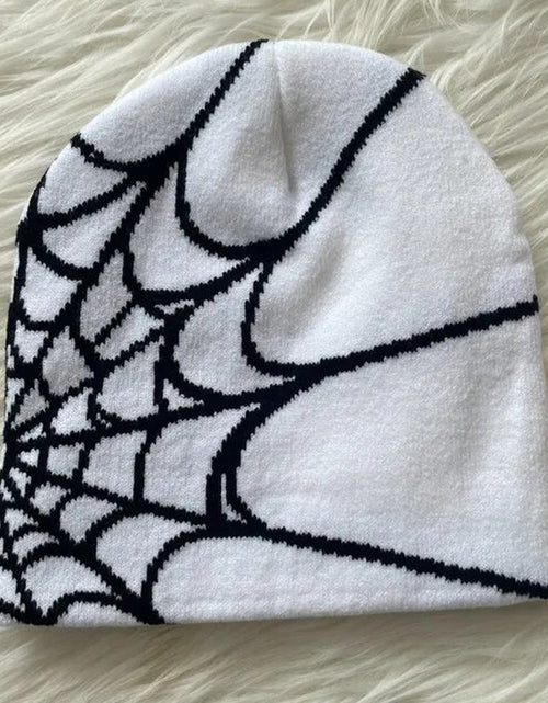 Load image into Gallery viewer, Y2K Beanie Spider Web Hat Y2K Knit Beanie Hat Skullies Beanie Spider Web Beanie Hat Baggy Slouchy Beanie Cap Skull Cap
