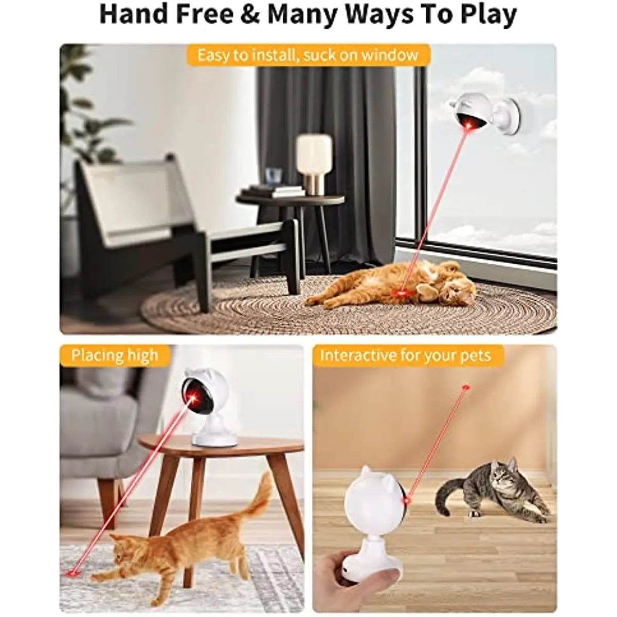 ATUBNAN Automatic Laser Cat Toys,Usb Rechargeable,Interactive Cat Toy for Indoor Cats Kitty Kittens Dog,Multifunctional Cat Toy