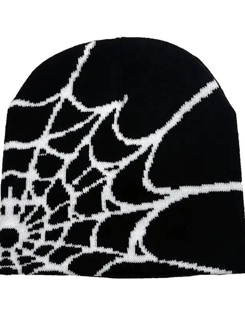 Load image into Gallery viewer, Y2K Beanie Spider Web Hat Y2K Knit Beanie Hat Skullies Beanie Spider Web Beanie Hat Baggy Slouchy Beanie Cap Skull Cap
