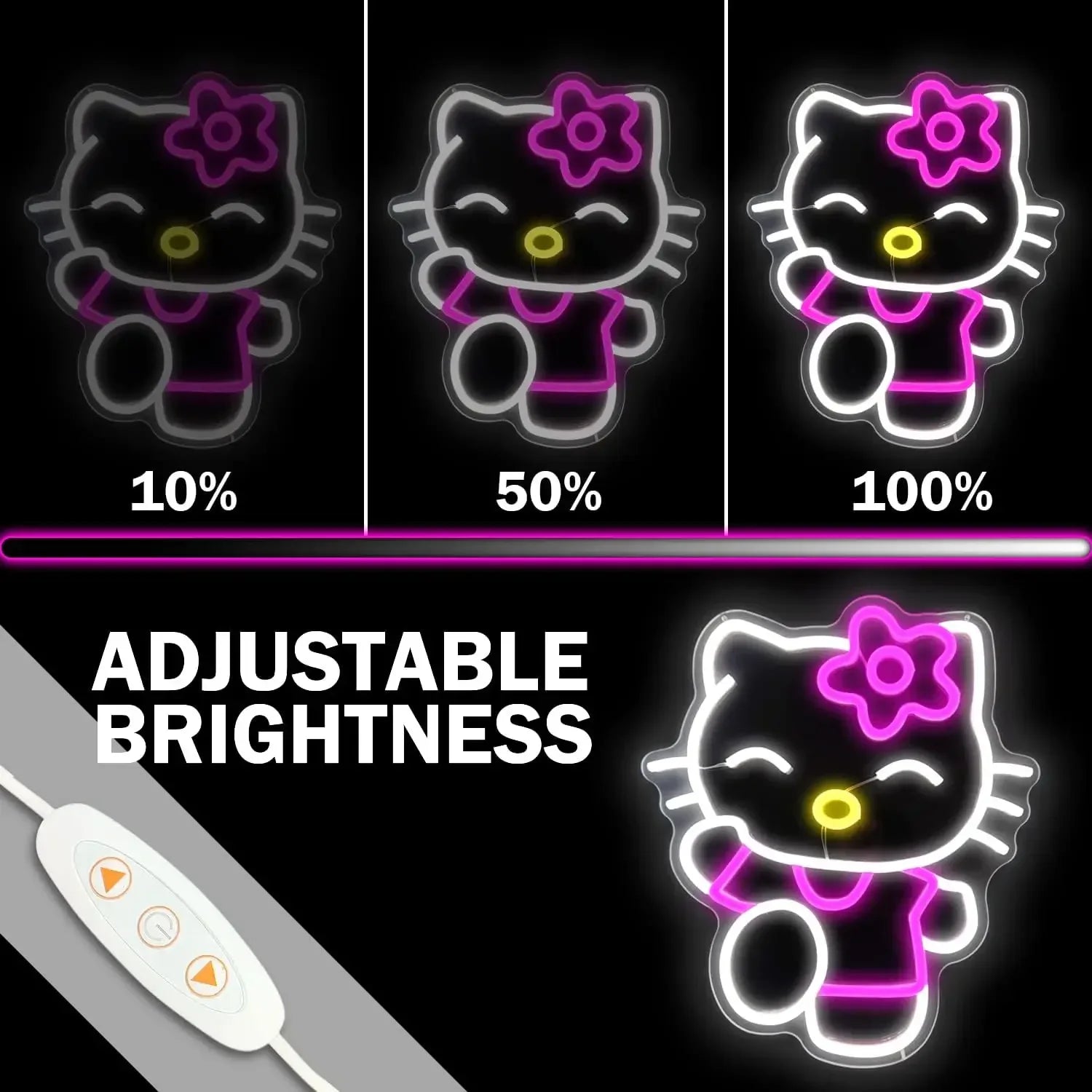 Hello Kitty Neon Sign Dimmable Kitty Neon Sign Kawaii Cat Anime Neon Sign Kitty Room Decor Lights for Girl'S Room Bedroom Gift