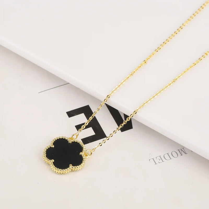 2PC Plant Plum Blossom Zircon Five Leaf Petal Flower Necklace Bracelet Jewelry Set Luxury Beimu Women'S Temperament Gift