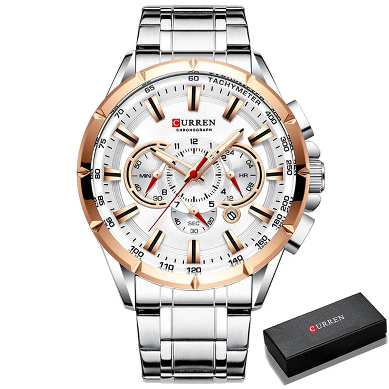 2021  Men’S Watches Top Brand Luxury Chronograph Quartz Men Watch Waterproof Sport Wrist Watch Stainless Steel Male Clock