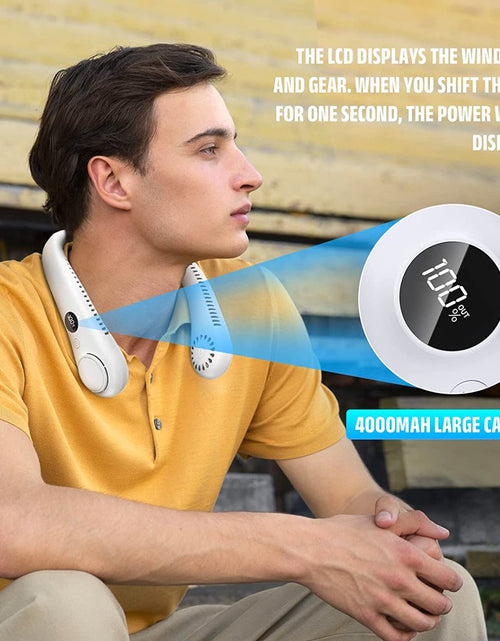 Load image into Gallery viewer, Portable Neck Fan, Hands Free Bladeless Fan,4000 Mah Battery 3 Speeds USB Powered Desk Fan Rechargeable Headphone Design Wearable Personal Fan
