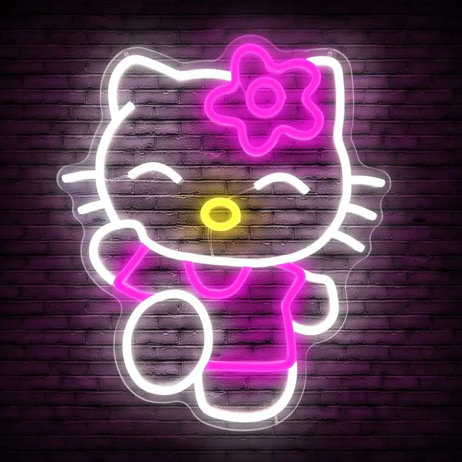 Hello Kitty Neon Sign Dimmable Kitty Neon Sign Kawaii Cat Anime Neon Sign Kitty Room Decor Lights for Girl'S Room Bedroom Gift