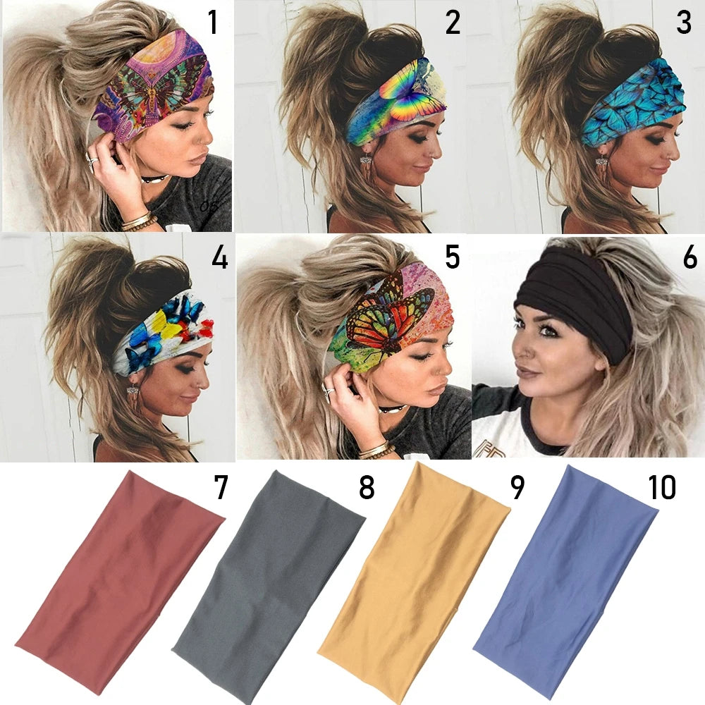 10 Styles Women Stretch Wide Headwrap Sports Running Bandage Hair Bands Yoga Fitness Turban Elastic Headband Cotton Headwear