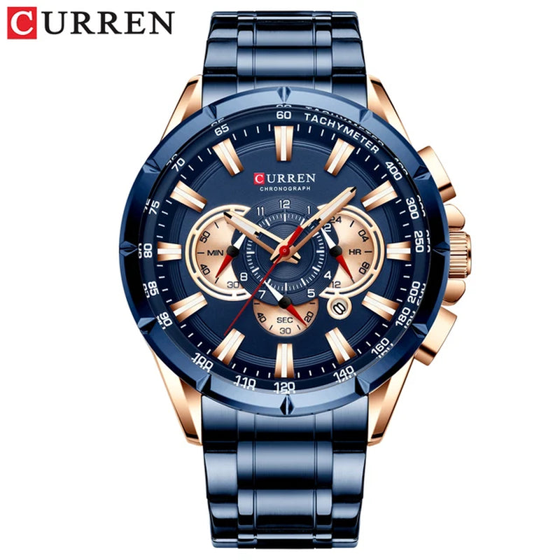 2021  Men’S Watches Top Brand Luxury Chronograph Quartz Men Watch Waterproof Sport Wrist Watch Stainless Steel Male Clock