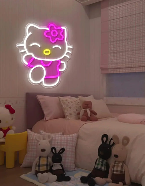 Load image into Gallery viewer, Hello Kitty Neon Sign Dimmable Kitty Neon Sign Kawaii Cat Anime Neon Sign Kitty Room Decor Lights for Girl&#39;S Room Bedroom Gift
