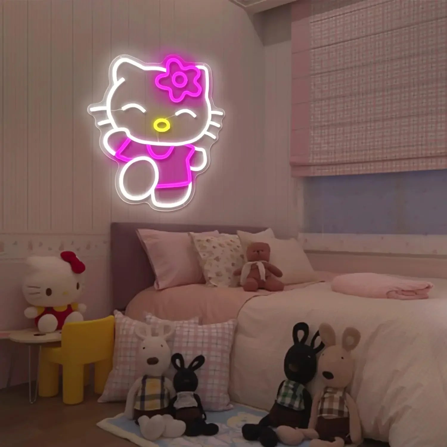 Hello Kitty Neon Sign Dimmable Kitty Neon Sign Kawaii Cat Anime Neon Sign Kitty Room Decor Lights for Girl'S Room Bedroom Gift