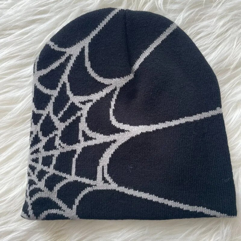 Y2K Beanie Spider Web Hat Y2K Knit Beanie Hat Skullies Beanie Spider Web Beanie Hat Baggy Slouchy Beanie Cap Skull Cap