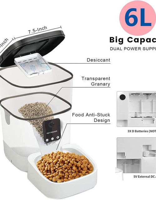 Load image into Gallery viewer, Pet Feeder,6L Automatic Pet Feeder for Cats and Dogs,1080P Camera,App Control,Voice Recorder,Timed Feeder for Schedule Feeding, Dual Power Supply,Wifi Pet Food Dispenser with App Control
