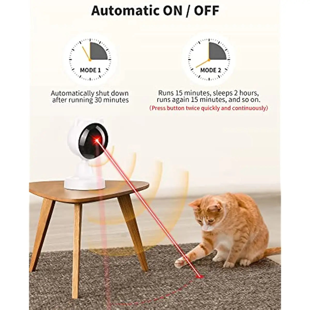 ATUBNAN Automatic Laser Cat Toys,Usb Rechargeable,Interactive Cat Toy for Indoor Cats Kitty Kittens Dog,Multifunctional Cat Toy