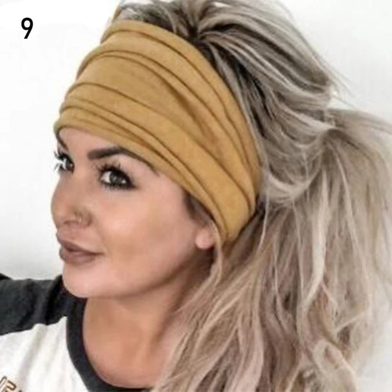 10 Styles Women Stretch Wide Headwrap Sports Running Bandage Hair Bands Yoga Fitness Turban Elastic Headband Cotton Headwear