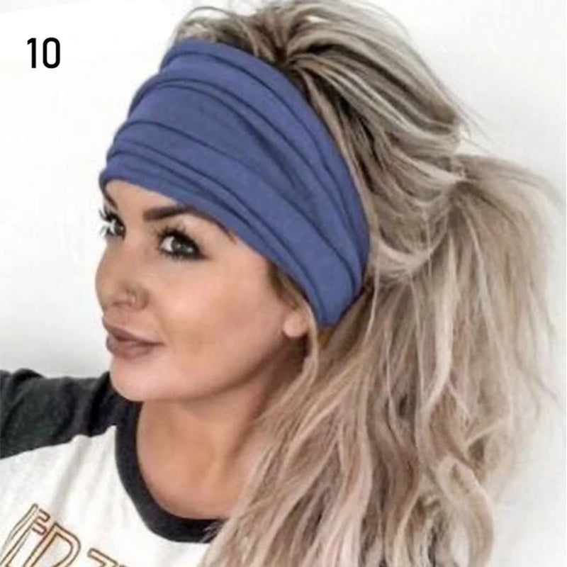 10 Styles Women Stretch Wide Headwrap Sports Running Bandage Hair Bands Yoga Fitness Turban Elastic Headband Cotton Headwear