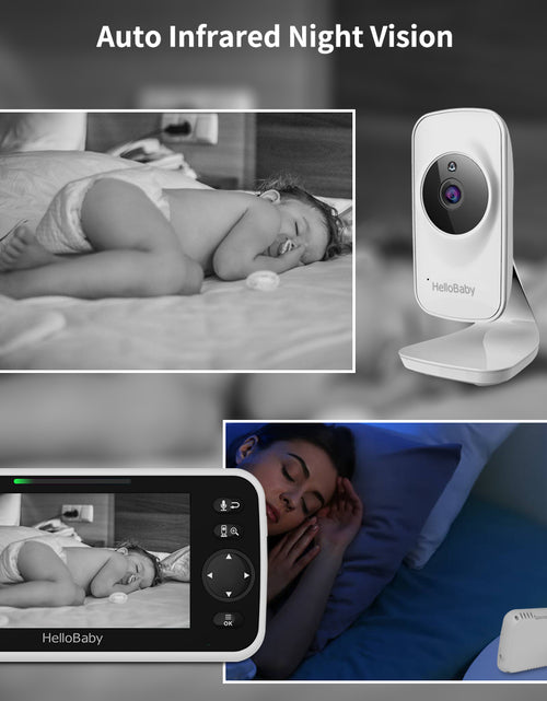 Load image into Gallery viewer, Video Baby Monitor with Camera and Audio, 5&quot; Color LCD Screen,  Monitor Camera, Infrared Night Vision, Temperature Display, Lullaby, Two Way Audio and VOX Mode 5 Inches
