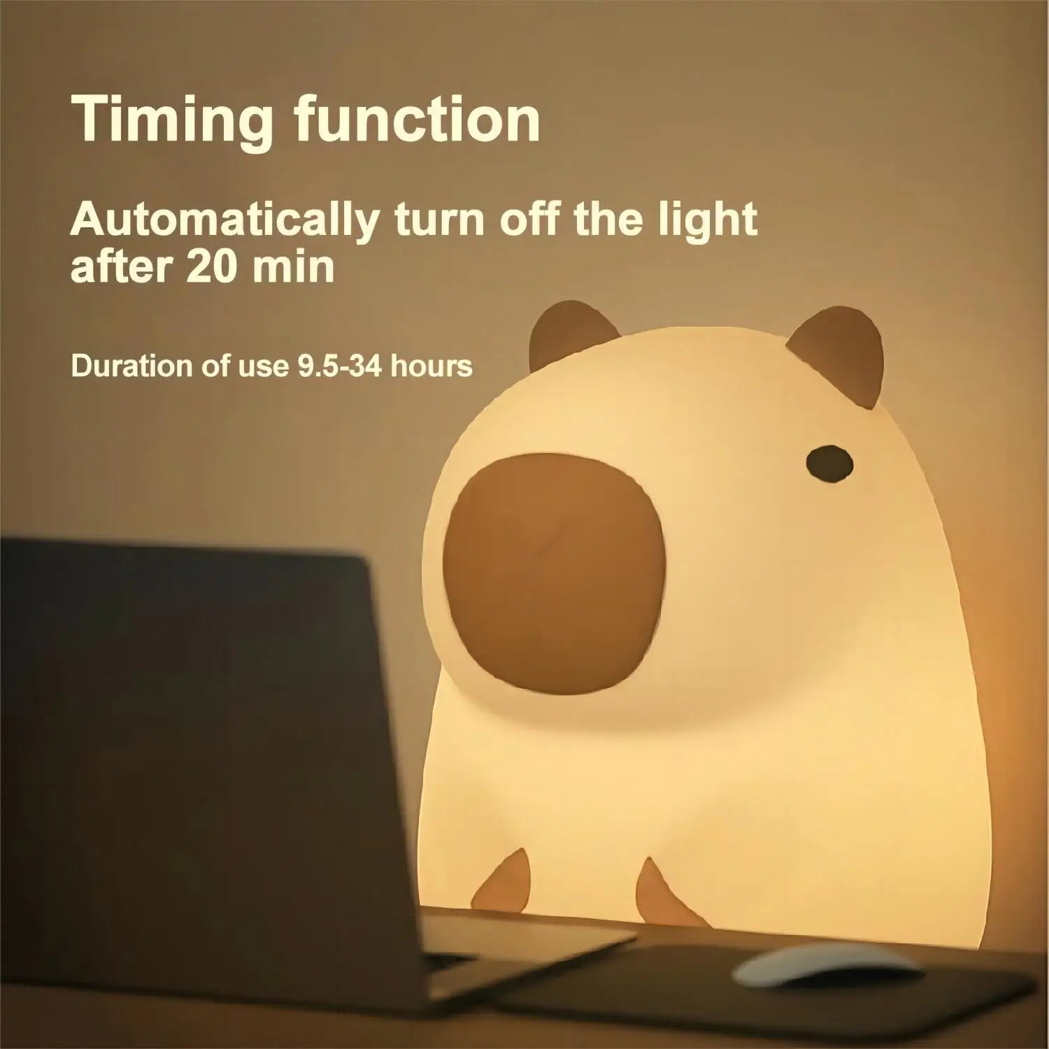 Capybara Silicone Night Light Cute Panda Rechargeable Adjustable Brightness Timing Rechargeable Sleep Nightlights for Kids Room