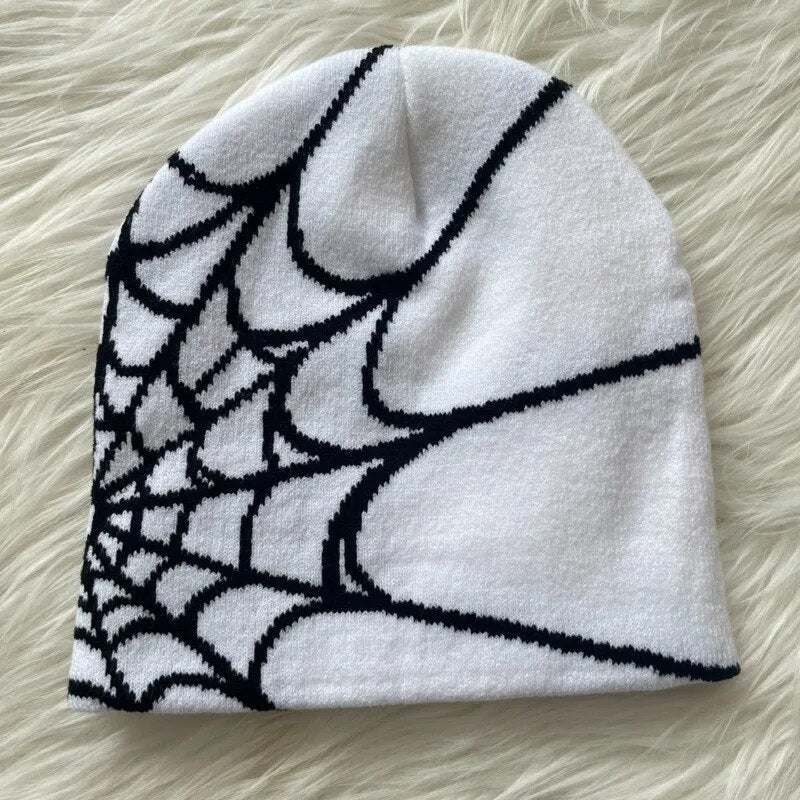 Y2K Beanie Spider Web Hat Y2K Knit Beanie Hat Skullies Beanie Spider Web Beanie Hat Baggy Slouchy Beanie Cap Skull Cap