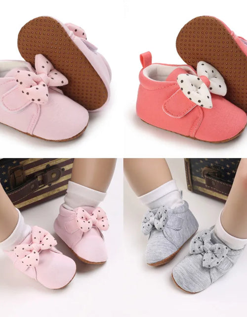 Load image into Gallery viewer, Cute Bow Baby Boy Girls Winter Warm First Walkers Cotton Baby Booties Kids Toddler Slippers Baby First Walkers Crib Shoes
