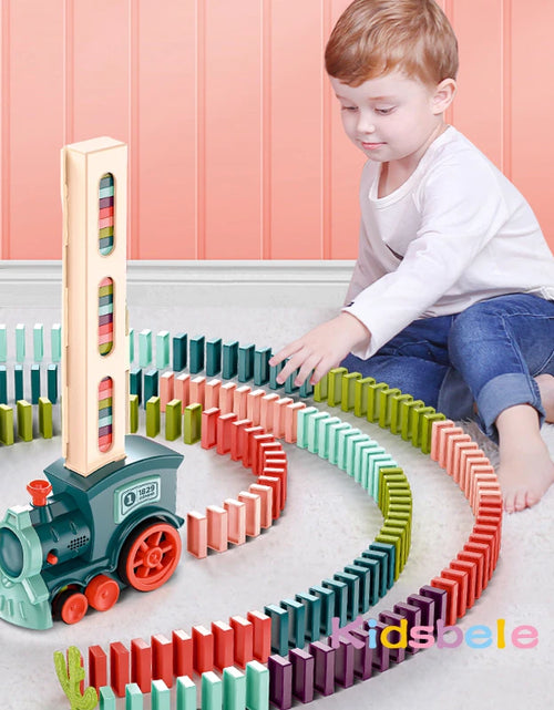 Load image into Gallery viewer, Kids Electric Domino Train Car Set Sound &amp; Light Automatic Laying Dominoes Brick Blocks Game Educational Christmas Gift Kids Toy
