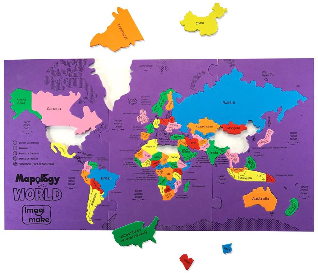 Mapology World Map Puzzle | Educational Toys for Kids 5-7 | Puzzles for Kids Ages 4-8 | Map of the World | 6 Year Old Boy Gifts & Girl Gifts