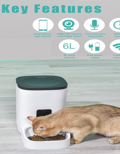 Load image into Gallery viewer, Pet Feeder,6L Automatic Pet Feeder for Cats and Dogs,1080P Camera,App Control,Voice Recorder,Timed Feeder for Schedule Feeding, Dual Power Supply,Wifi Pet Food Dispenser with App Control
