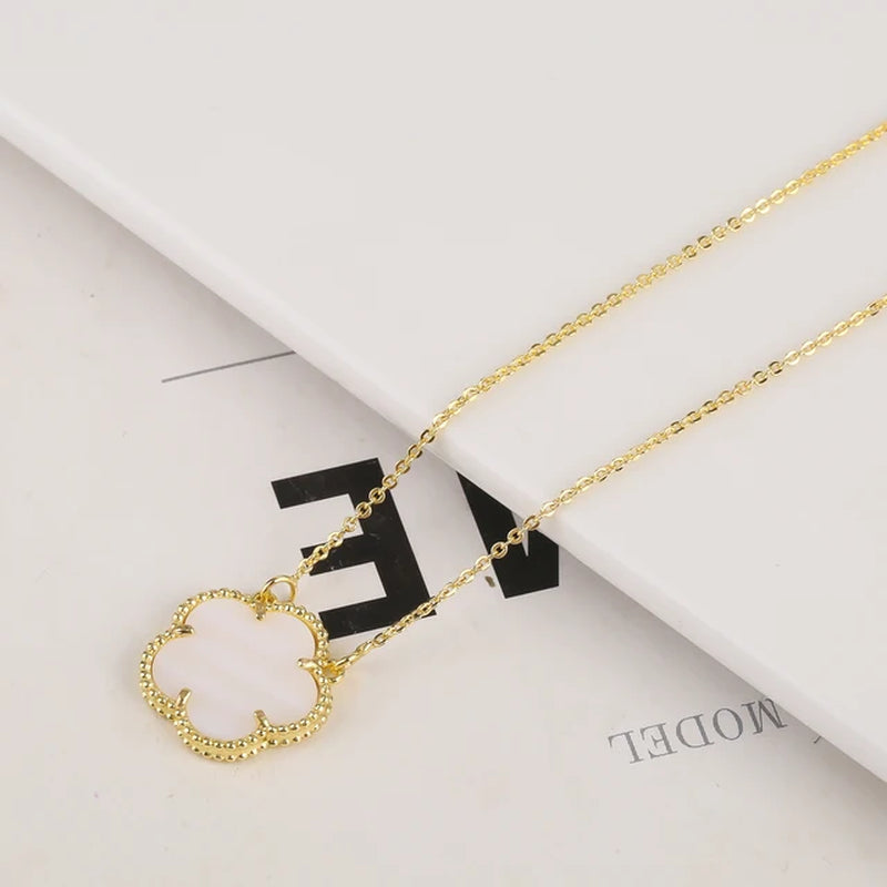 2PC Plant Plum Blossom Zircon Five Leaf Petal Flower Necklace Bracelet Jewelry Set Luxury Beimu Women'S Temperament Gift