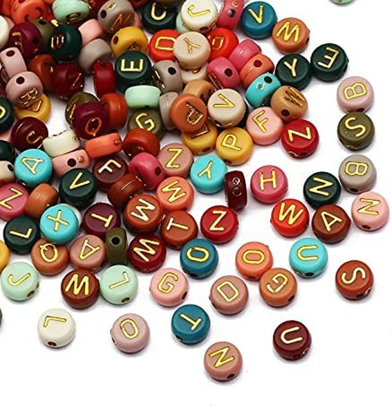 1000Pcs Letter Beads Acrylic Bead Alphabet Letter A-Z round Beads for Jewelry Making, Bracelets, Necklaces, Key Chains(Gold)