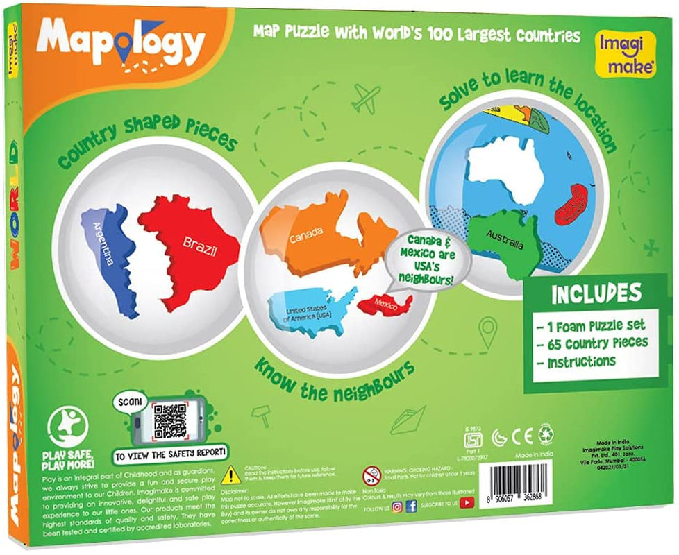 Mapology World Map Puzzle | Educational Toys for Kids 5-7 | Puzzles for Kids Ages 4-8 | Map of the World | 6 Year Old Boy Gifts & Girl Gifts