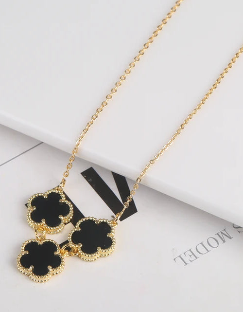 Load image into Gallery viewer, 2PC Plant Plum Blossom Zircon Five Leaf Petal Flower Necklace Bracelet Jewelry Set Luxury Beimu Women&#39;S Temperament Gift
