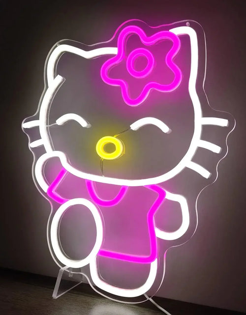 Load image into Gallery viewer, Hello Kitty Neon Sign Dimmable Kitty Neon Sign Kawaii Cat Anime Neon Sign Kitty Room Decor Lights for Girl&#39;S Room Bedroom Gift
