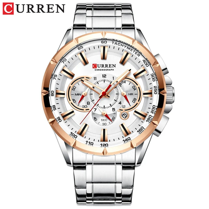 2021  Men’S Watches Top Brand Luxury Chronograph Quartz Men Watch Waterproof Sport Wrist Watch Stainless Steel Male Clock