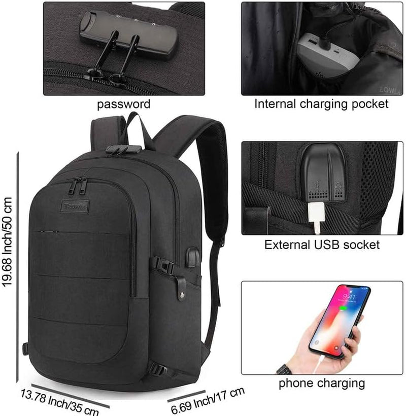 Travel Laptop Backpack Water Resistant Anti-Theft Bag with USB Charging Port and Lock 14/15.6 Inch Computer Business Backpacks for Women Men College School Student Gift,Bookbag Casual Hiking Daypack