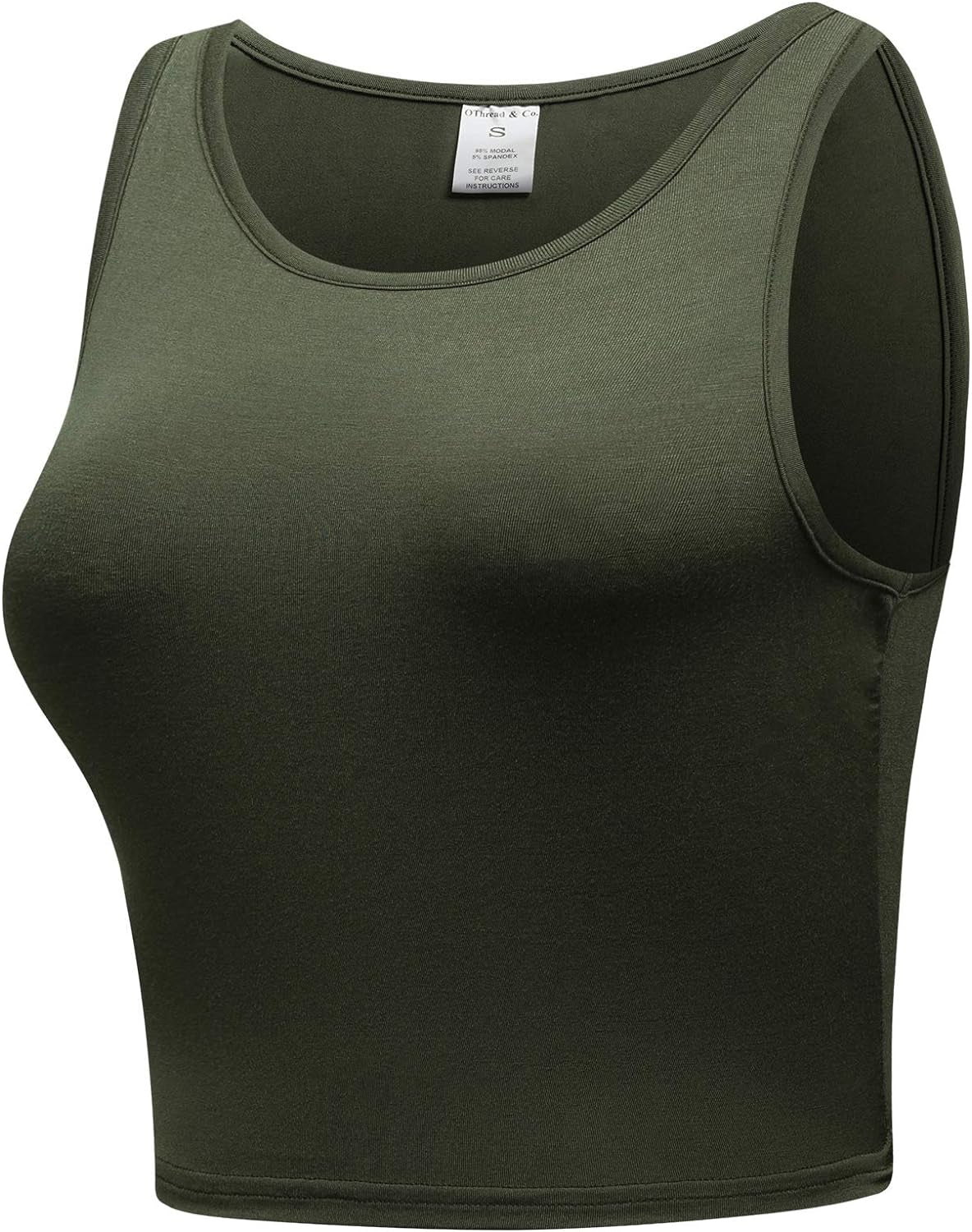 Women'S Basic Crop Tops Stretchy Casual Crew Neck Sleeveless Crop Tank Top