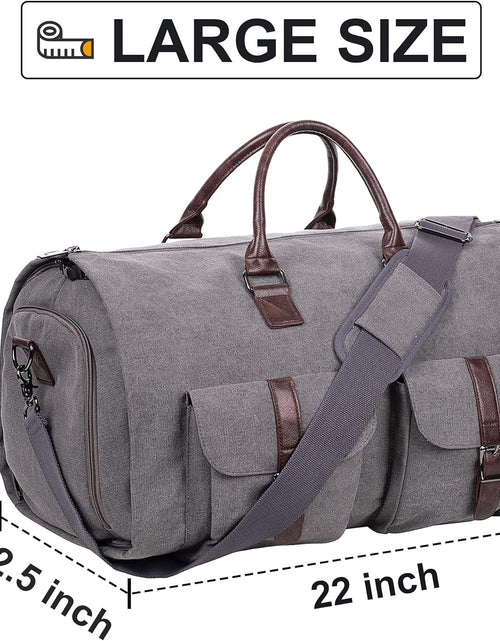 Load image into Gallery viewer, Carry on Garment Bag, Mens Garment Bag for Travel Business, Large Canvas Duffel Bag with Shoe Compartment -Grey
